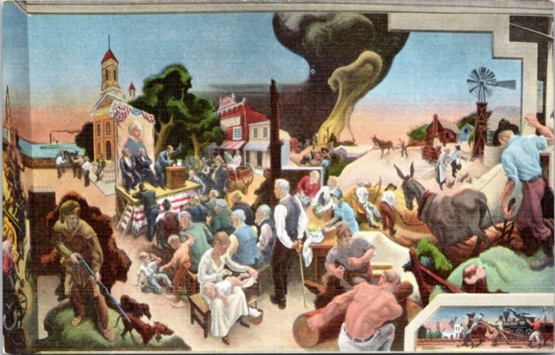 Postcard MO Jefferson City art Thomas Hart Benton Kansas Farm Scene