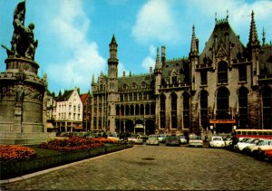 Belgium Bruges Government Court and Statue