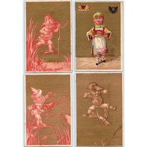 x4 LOT c1880s Claremont New Hampshire Manufacturing Trade Cards NH Child Boy C17