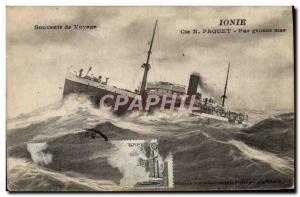 Postcard Old Boat Ionia Co. N Package in heavy seas