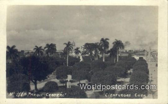 Real Photo Parque Central Cienfuegos Cuba, Republica De Cuba Writing On Back 