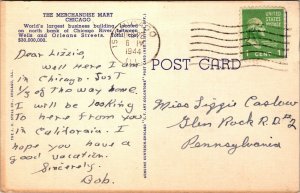 The Merchandise Mart Chicago Ill Illinois Linen VINTAGE POSTCARD POSTED