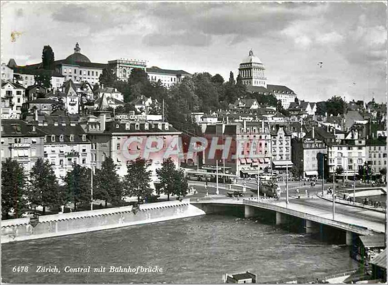 Postcard Modern central Zurich 6478 began bahnhofbriicke