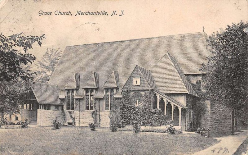 Merchantville New Jersey Grace Church Vintage Postcard AA63498