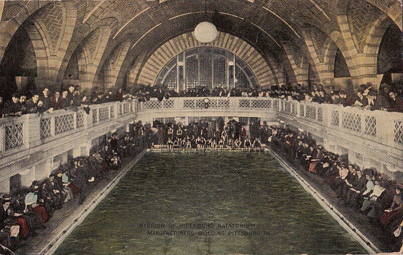 Postcard Interior Pittsburgh Natatorium Pool Mfg Building Pittsburgh PA