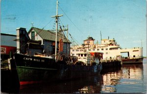 Vtg Cape Cod MA Steamer Nantucket at Woods Hole Captain Bill III Postcard