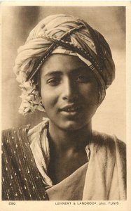 Postcard Types D' Orient Ahmed Arab Tunisian Ser 1 # 2500 Boy in Turban w/Flower