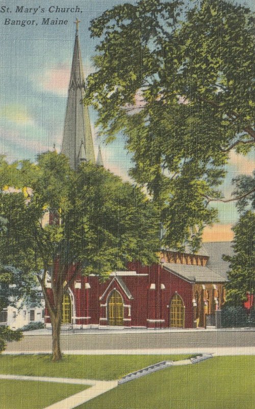 VINTAGE POSTCARD ST. MARY'S CHURCH BANGOR MAINE MINT UNPOSTED TICHNOR