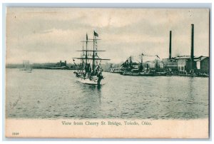 c1905 Ships Scene, View from Cherry St. Bridge Toledo Ohio OH Postcard