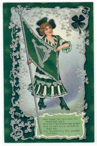 St. Patrick's Day Greeting Girl with flag, 1910