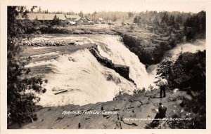 G94/ Kakabeka Falls Ontario Canada RPPC Postcard c40s Cabins Waterfall