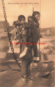 Native American Eskimo, Mother & Child in Nome Alaska, Portland PC Co No 7108