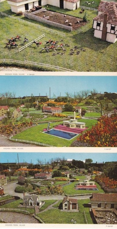 Skegness Greyhound Race Lincs Model Village 1970s 3x Postcard