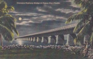 Florida Overseas Highway Bridge At Night At Pigeon Key 1948 Curteich