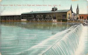 Economy Light & Power Co's Plant & Jackson St. Dam Joliet IL Postcard