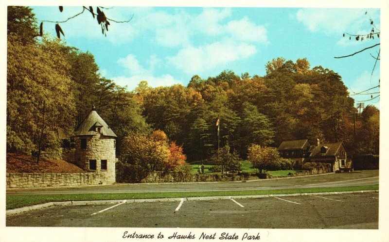 Vintage Postcard Entrance To Hawk's Nest State Park Charleston West Virginia