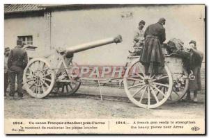 Old Postcard A French Army cannon waiting near d & # 39Arras