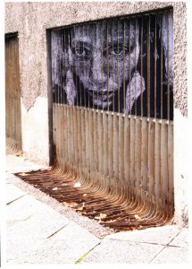 Girl In Prison Gas Central Heating Grill Bars Street Graffiti Art Postcard