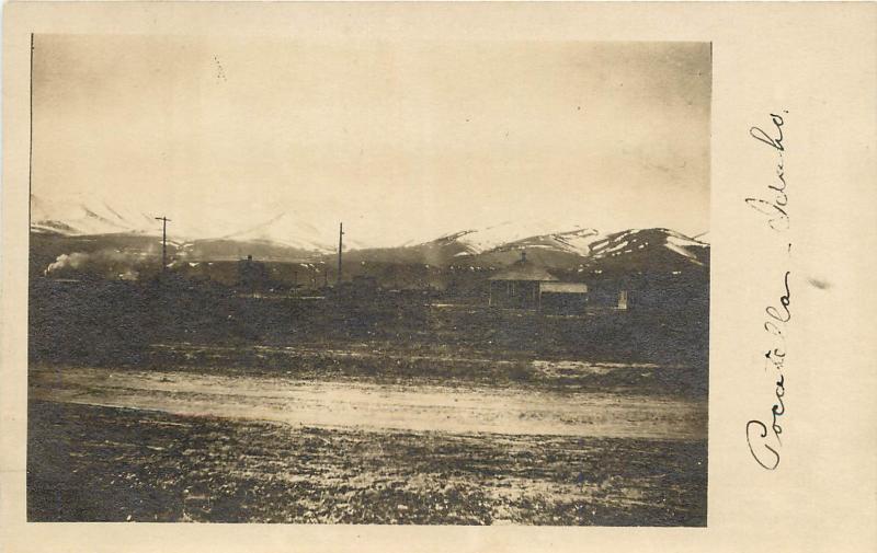 RPPC Postcard Pocatello ID Bannock County Town and Mountains in Distance