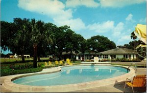 Vtg 1950s Courtesy Court Motel Swimming Pool St Augustine Florida FL Postcard