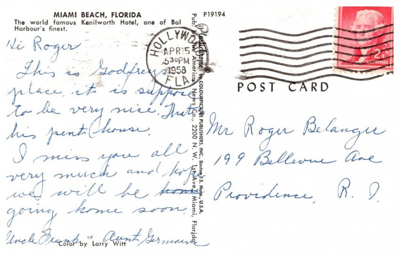 Florida  Miami Beach kenilworth Hotel