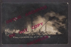 Redgranite WISCONSIN RPPC 1908 FIRE Flames Disaster NIGHT SHOT $50,000 DAMAGE KB