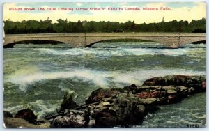 Postcard - Rapids above The Falls Looking across brink of Falls, Niagara Falls