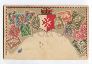 3067820 MALTA stamps Vintage embossed PC