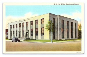 Postcard U. S. Post Office Hutchinson Kansas Antique Automobile