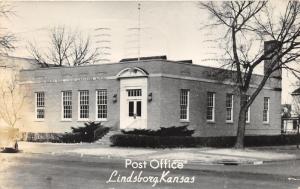 Lindsborg Kansas~Post Office & Street Scene~House in Background~1949 RPPC