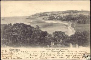 somerset, CLEVEDON, General View from Church Hill 1905