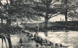 Vintage Postcard 1910's Stepping Stones Ambleside England UK The Wyndham Series