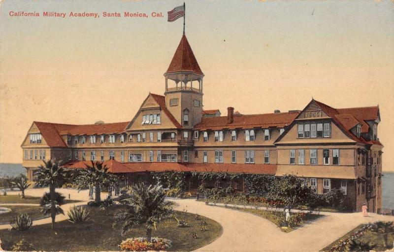 Santa Monica California Military Academy Birdseye View Antique Postcard K30050