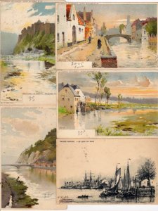 BELGIUM 77 Vintage Litho Postcards pre-1910 (L2914)