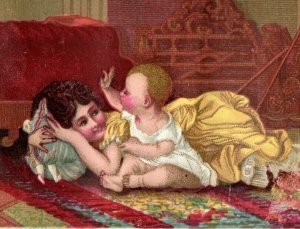 Lot of 2 1880's Victorian Cards Beautiful Children Girls Baby 7H