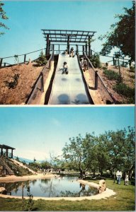 postcard Casa de Fruta -  slide and pond - Hollister Santa Clara CA