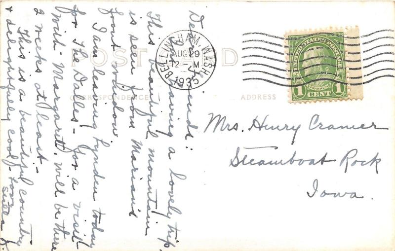 Washington~Mt Baker from Table Mountain~Pine Trees in Foreground~1935 RPPC