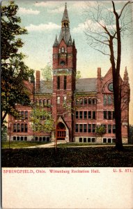 Vtg 1910s Wittenberg College Recitation Hall Springfield Ohio OH Unused Postcard