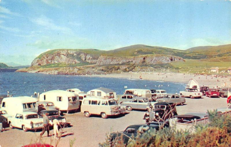 OBAN, UK Scotland  GANAVAN SANDS BEACH  40's & 50's CARS & TRAILERS  Postcard