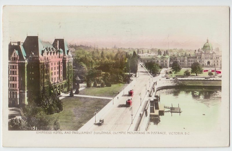 1947 VICTORIA Britich Columbia BC Canada REAL PHOTO RPPC Color Postcard HOTEL