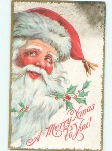 Pre-Linen Christmas LARGE SANTA CLAUS FACE WITH HOLLY AB4760