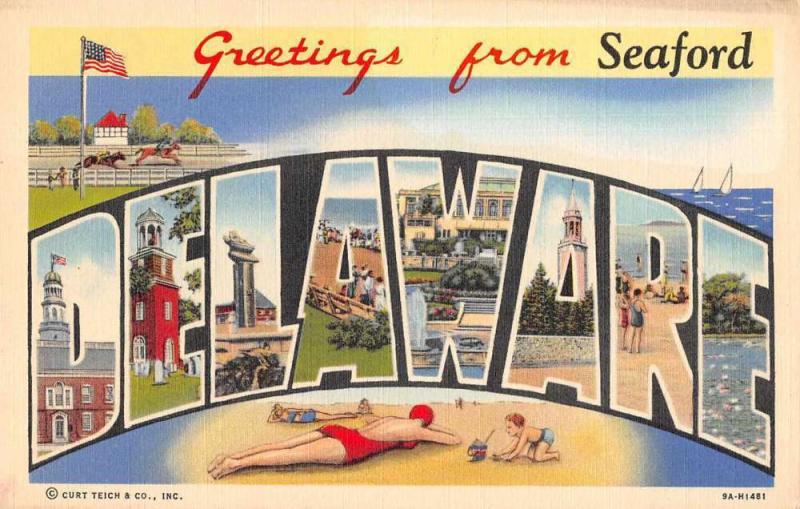 Seaford Delaware Greetings Large Letter Vintage Postcard JA454345