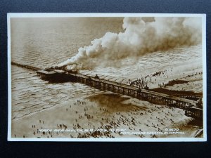 Lancashire Blackpool FIRE ON NORTH PIER PAVILION c1938 RP Postcard by Valentine