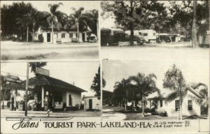 Lakeland FL Johns Tourist Park Shell Gas Real Photo Postcard