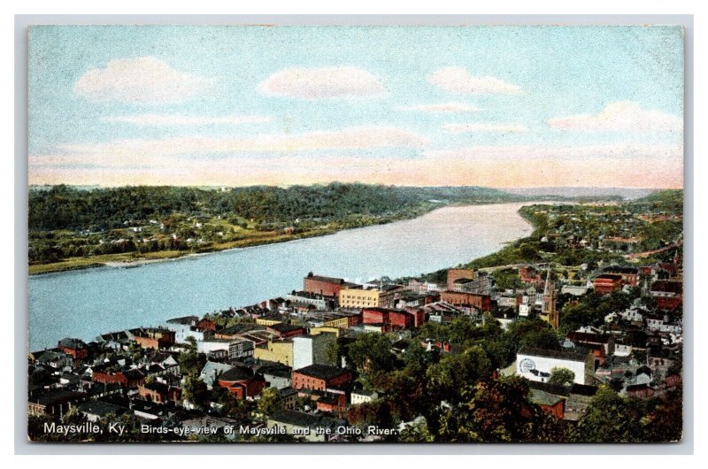 Birds Eye View Ohio River and Maysville Kentucky KY UNP DB Postcard Y1