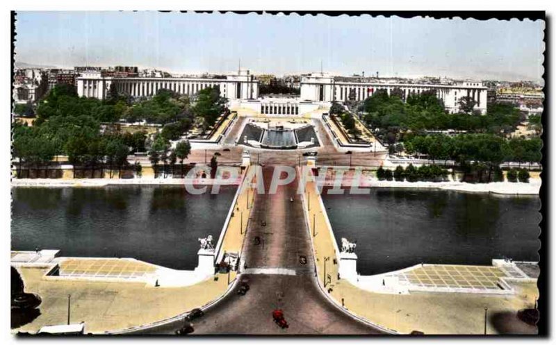 Old Postcard Paris's Trocadero gardens and the Palais de Chaillot