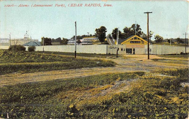 Cedar Rapids Iowa Alamo Amusement Park Antique Postcard K46651