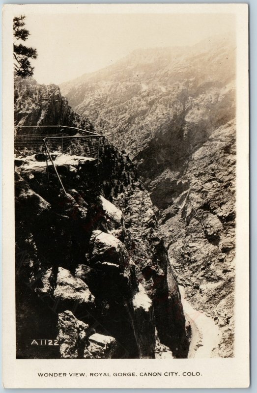 c1930s Canon City, CO Royal Gorge RPPC Wonder View Process Photo Canyon Col A199