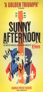 Sunny Afternoon The Kinks Theatre Play Actress Hand Signed Flyer