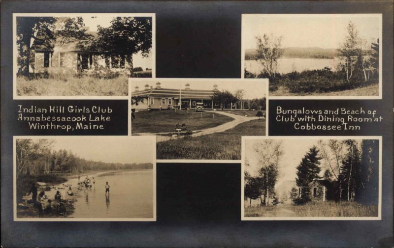 Winthrop Maine ME Indian Hill Girls Club Annabessacook Lake RP Photo Card